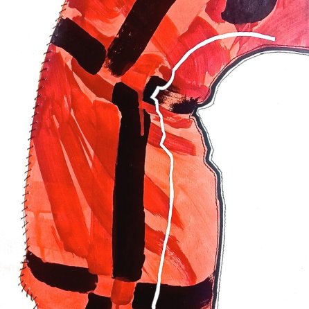'Stitched Mondrian Dress', 48 x 34cm (19" x 14"), Oil on canvas, collaged canvas, thread.