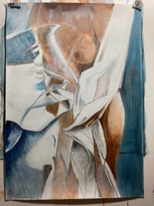 'Wrapped and Twisted', Oil and charcoal on paper, 70 x 100cm